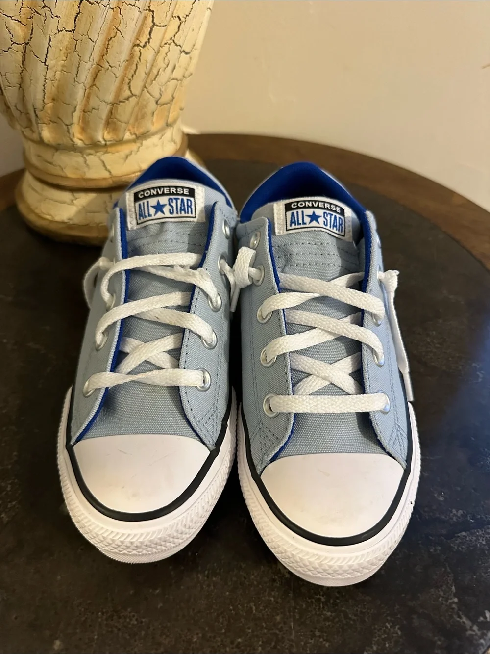 Converse Kids Low Top Sneakers in Light Blue and White